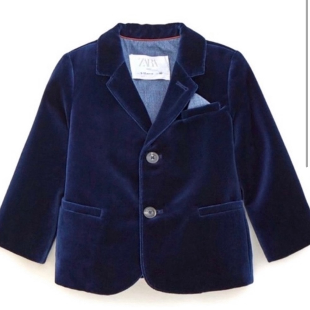 Zara Blue Velvet Blazer